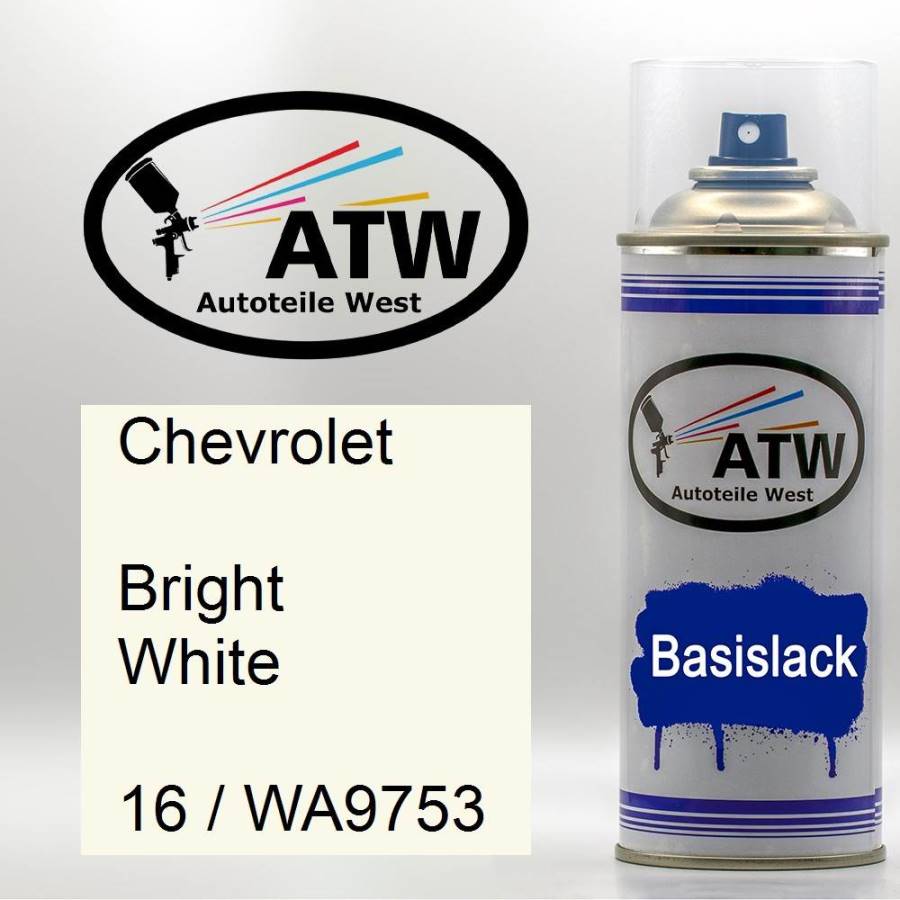 Chevrolet, Bright White, 16 / WA9753: 400ml Sprühdose, von ATW Autoteile West.